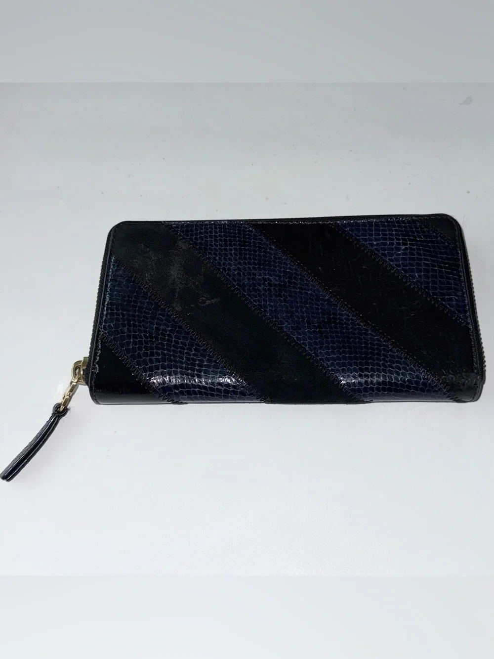 Tory Burch Gemini Link Blue Black Snakeskin Wallet